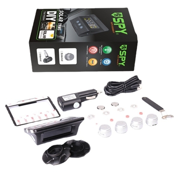 TPMS sustav za praćenje tlaka u gumama s LCD zaslonom, četiri vanjska bežična solarna senzora, kompaktni dizajn, raspon tlaka 0-3.5 bar, magnetska baza s 360° rotacijom