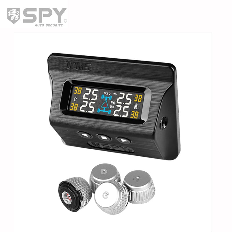 TPMS sustav za praćenje tlaka u gumama s LCD zaslonom, četiri vanjska bežična solarna senzora, kompaktni dizajn, raspon tlaka 0-3.5 bar, magnetska baza s 360° rotacijom