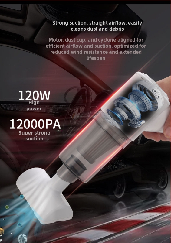 Ručni usisavač za automobil s bežičnim punjenjem — kompaktan i prenosan, 7.4V, 35W, 2500Pa