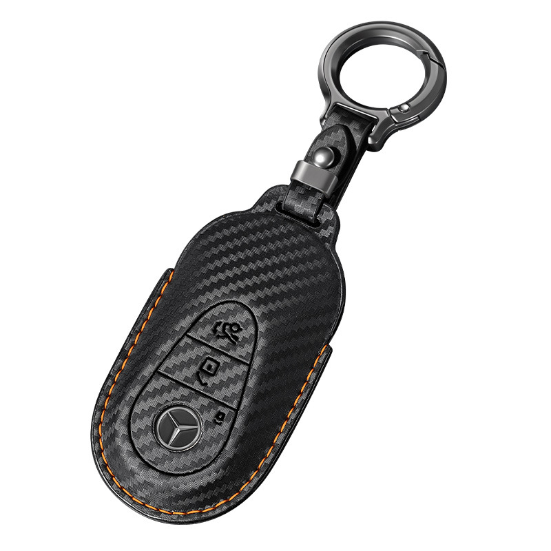 Kompakt ključ Mercedes-Benz s karbonskim uzorkom, mikrovlakno sintetička koža, vrhunski stil, kompatibilan s E300L, C260L, C200L, GLA, GLC, GLE