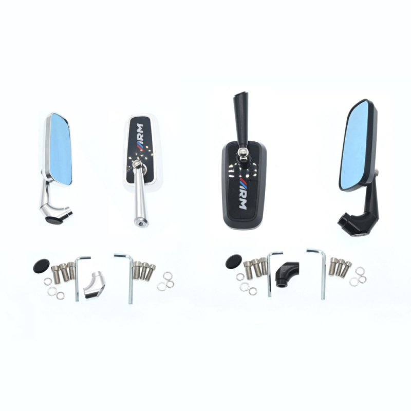 Set de oglinzi pentru motocicletă – oglindă rotundă din aluminiu, reflector prelucrat CNC, BY-012, montaj universal față-spate