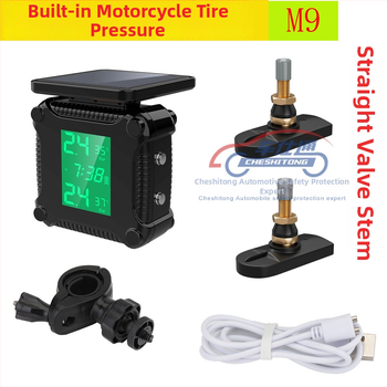 TPMS pre motocykel s integrovaným senzorom, model M5, digitálny displej, rozsah tlaku 0-6.5 bar, systém monitorovania tlaku v pneumatikách