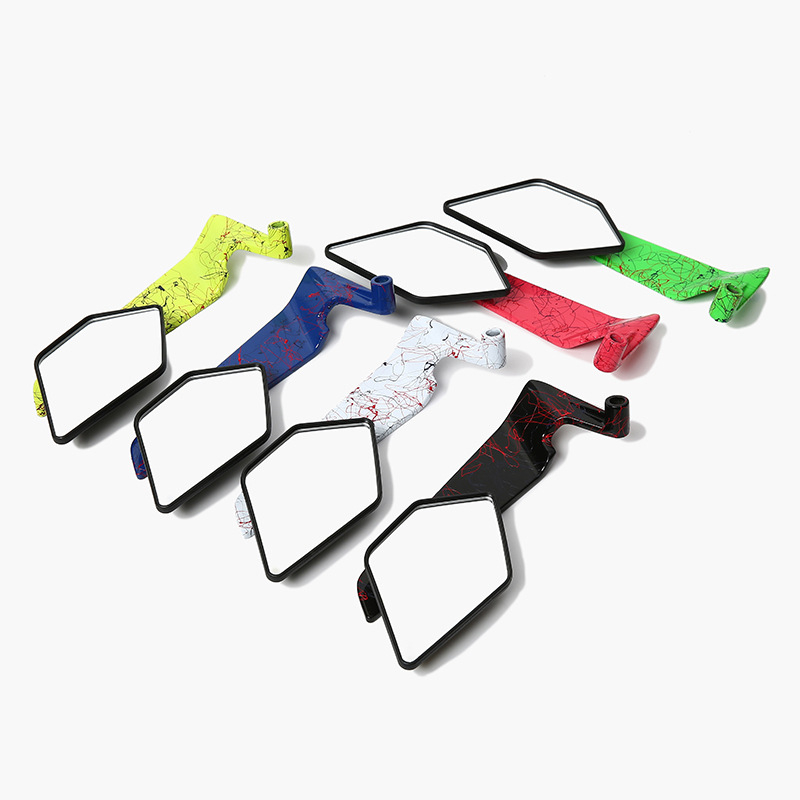 Oglindă retrovizoare pentru motocicletă cu aripă fixă – carcasă din aliaj de aluminiu și plastic, oglindă pătrată, montaj dinți în față și în spate, Zhentuo Zt-004; potrivită pentru motociclete și vehicule electrice