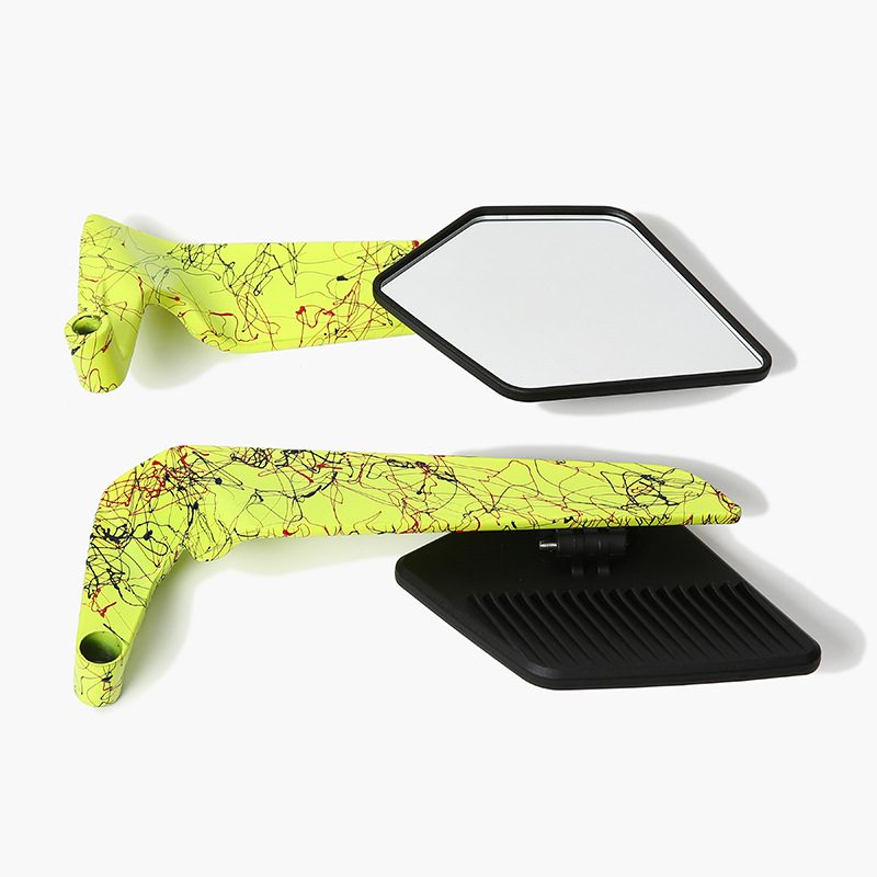 Oglindă retrovizoare pentru motocicletă cu aripă fixă – carcasă din aliaj de aluminiu și plastic, oglindă pătrată, montaj dinți în față și în spate, Zhentuo Zt-004; potrivită pentru motociclete și vehicule electrice