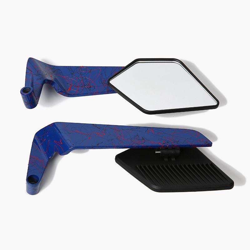 Oglindă retrovizoare pentru motocicletă cu aripă fixă – carcasă din aliaj de aluminiu și plastic, oglindă pătrată, montaj dinți în față și în spate, Zhentuo Zt-004; potrivită pentru motociclete și vehicule electrice