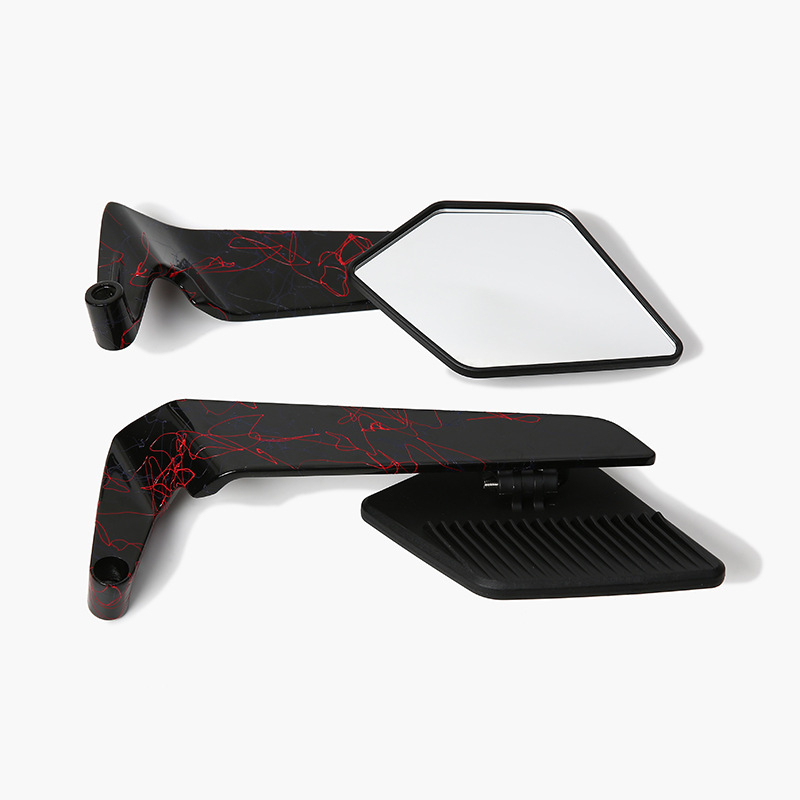 Oglindă retrovizoare pentru motocicletă cu aripă fixă – carcasă din aliaj de aluminiu și plastic, oglindă pătrată, montaj dinți în față și în spate, Zhentuo Zt-004; potrivită pentru motociclete și vehicule electrice