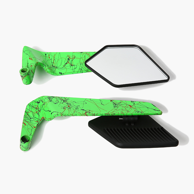 Oglindă retrovizoare pentru motocicletă cu aripă fixă – carcasă din aliaj de aluminiu și plastic, oglindă pătrată, montaj dinți în față și în spate, Zhentuo Zt-004; potrivită pentru motociclete și vehicule electrice