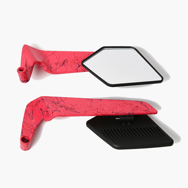 Oglindă retrovizoare pentru motocicletă cu aripă fixă – carcasă din aliaj de aluminiu și plastic, oglindă pătrată, montaj dinți în față și în spate, Zhentuo Zt-004; potrivită pentru motociclete și vehicule electrice