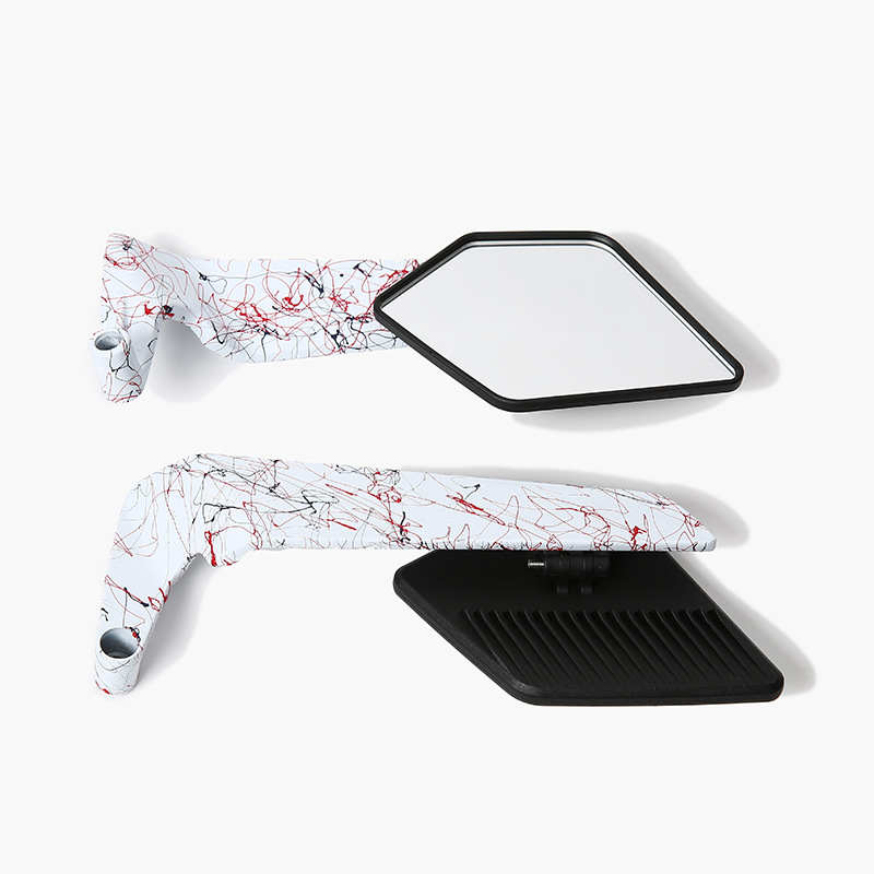 Oglindă retrovizoare pentru motocicletă cu aripă fixă – carcasă din aliaj de aluminiu și plastic, oglindă pătrată, montaj dinți în față și în spate, Zhentuo Zt-004; potrivită pentru motociclete și vehicule electrice