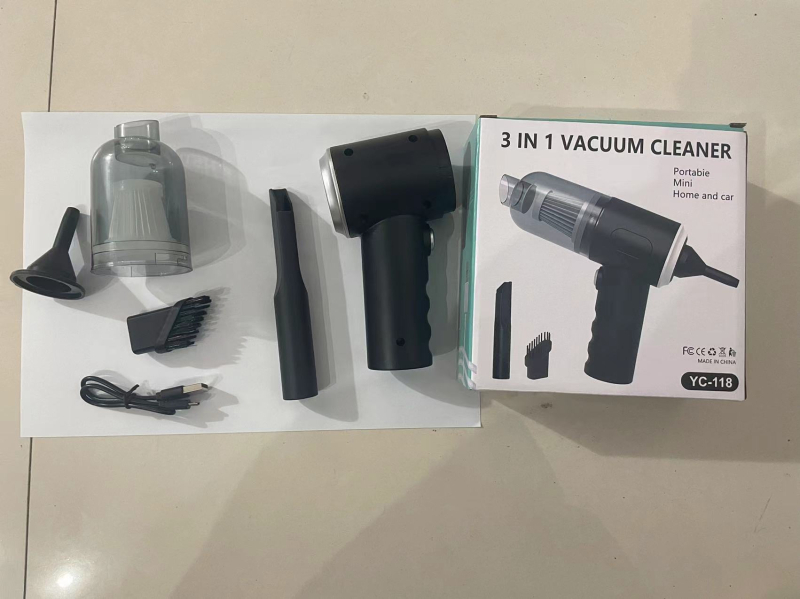 Automobilski mini usisavač, 12V, 120W, usisni tlak 9000Pa, punjiva, kabel duljine 3 m