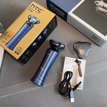 HTC електрическа самобръсначка с 4D плаваща въртяща глава, 3 ножчета, USB зареждане, напълно водоустойчива
