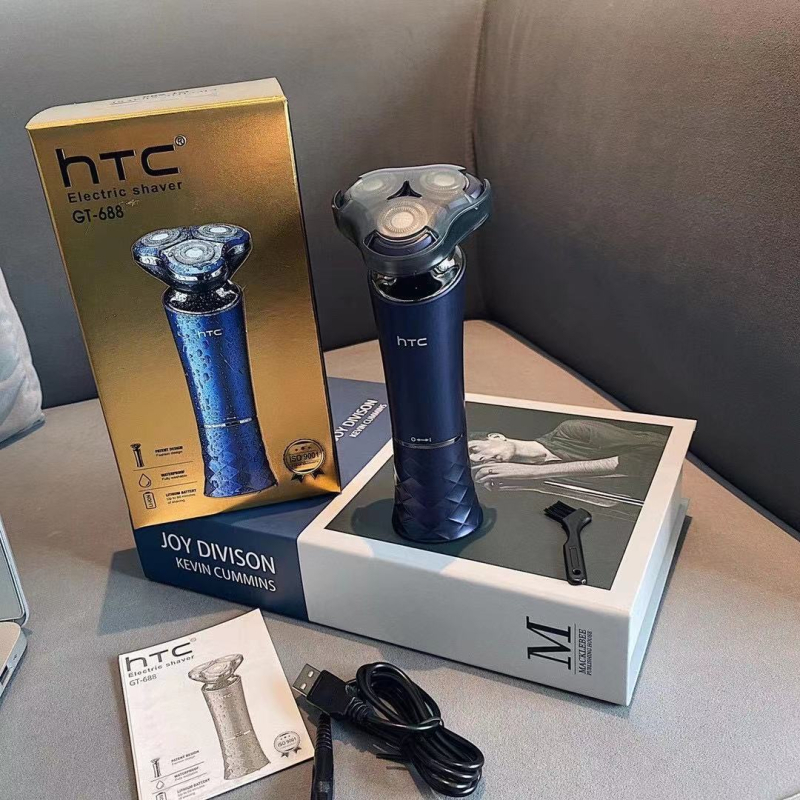 HTC електрическа самобръсначка с 4D плаваща въртяща глава, 3 ножчета, USB зареждане, напълно водоустойчива
