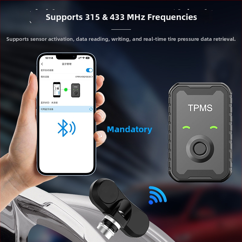 Univerzálne zariadenie na aktiváciu a zosúladenie TPMS senzorov pre motocykle, model A9 — prenosné, digitálny displej, vodotesný, tlakové rozmedzie 0–6 bar, vysoká presnosť