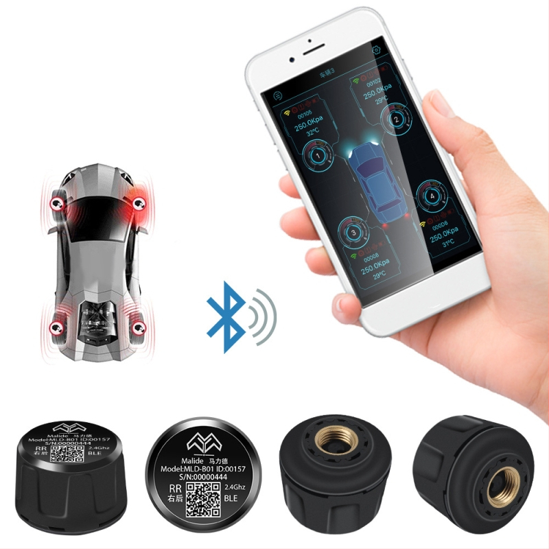 TPMS systém monitorovania tlaku v pneumatikách s digitálnym displejom, model MLD-B08, materiál PA, značka Maleide, rozsah tlaku 640