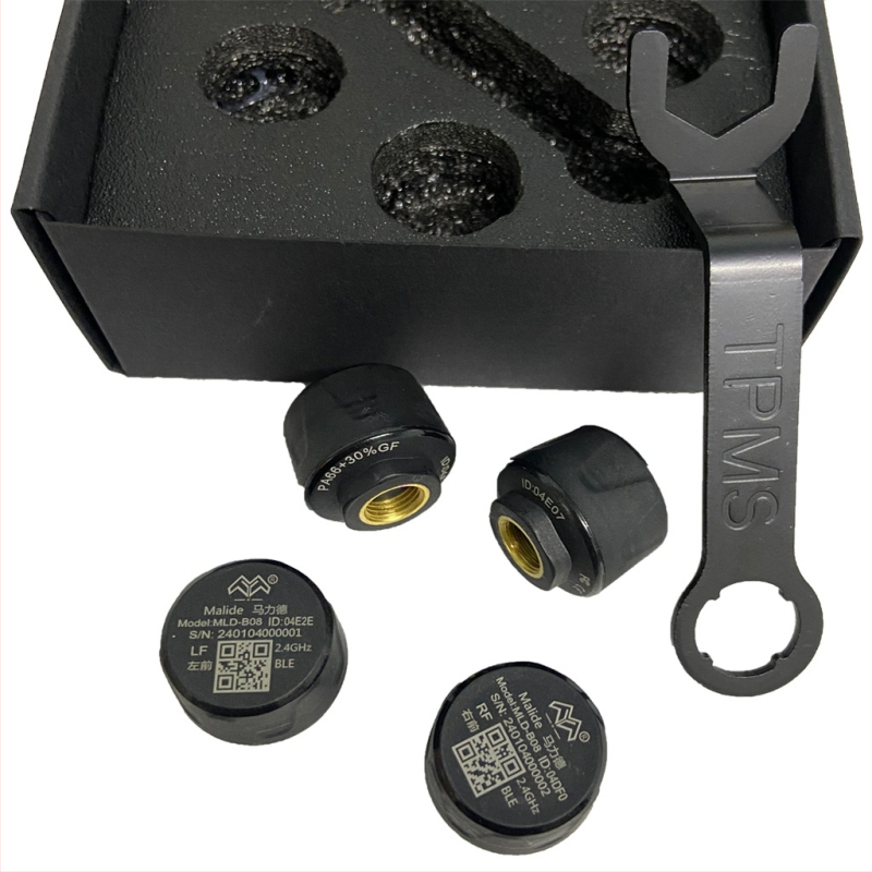 TPMS systém monitorovania tlaku v pneumatikách s digitálnym displejom, model MLD-B08, materiál PA, značka Maleide, rozsah tlaku 640