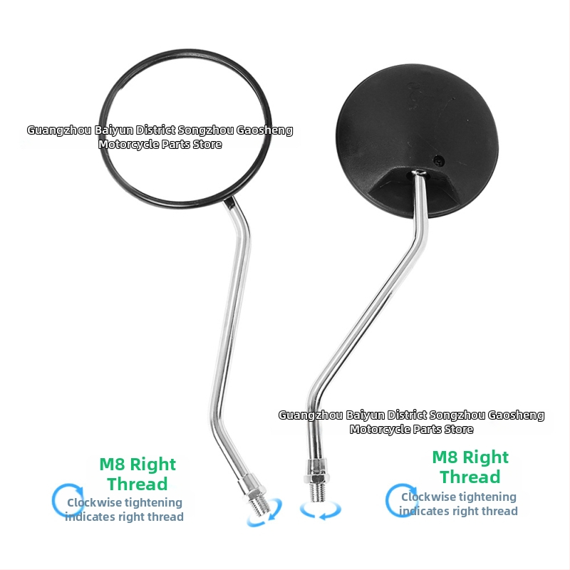 Oglindă retrovizoare pentru motocicletă CG125 — rotundă, tijă din metal, carcasă și capac din PP de înaltă calitate