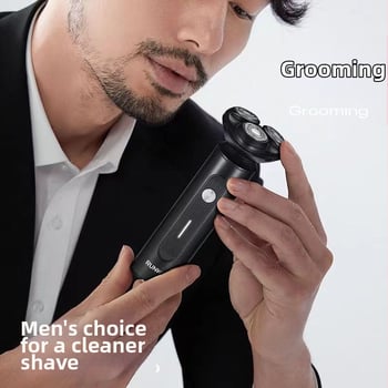 RUNWE aparat de ras electric cu cap de tăiere plutitor, cap rotativ cu 3 lame, corp complet lavabil, autonomie 30–45 minute, putere maximă 3W