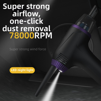 Aspirator portabil auto, fără fir, cu baterie încorporată 5000mAh, 125W, tensiune ≤36V, tip uscat, duză plată.