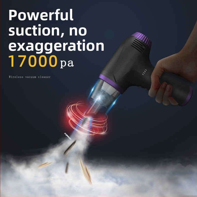 Aspirator portabil auto, fără fir, cu baterie încorporată 5000mAh, 125W, tensiune ≤36V, tip uscat, duză plată.