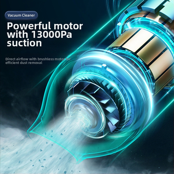 Bezdrôtový automobilový vysávač, ručný, suchý typ, 50 W, sacia sila 2100–3000 Pa, zabudovaná batéria 1001–1600 mAh, hluk 36–45 dB, nádobka na prach, dvojfunkčný režim sania/fúkanie