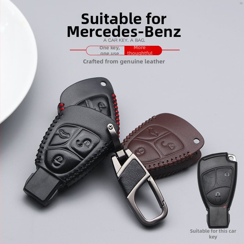 Husă pentru cheie Mercedes-Benz pentru modele vechi, piele naturală de vită, husă protectoare, stil simplu, personalizabil