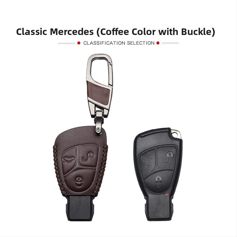 Husă pentru cheie Mercedes-Benz pentru modele vechi, piele naturală de vită, husă protectoare, stil simplu, personalizabil