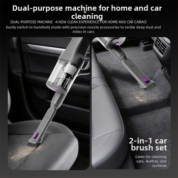 Bezdrôtový ručný vysávač do auta so suchým a vlhkým režimom, až 140W sacieho výkonu, vstavaná batéria 4000–5000mAh a osvetlenie