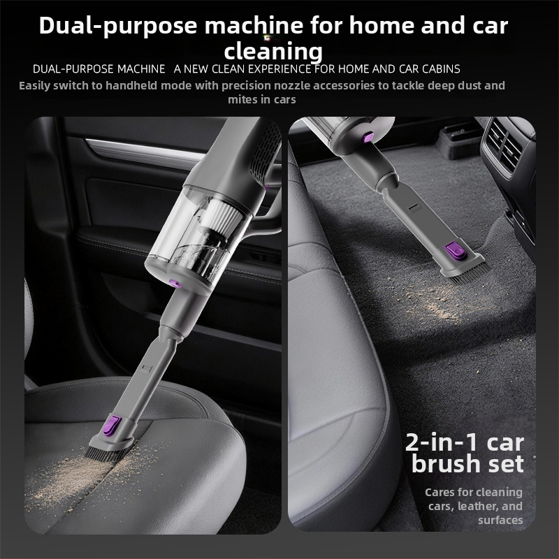 Bezdrôtový ručný vysávač do auta so suchým a vlhkým režimom, až 140W sacieho výkonu, vstavaná batéria 4000–5000mAh a osvetlenie