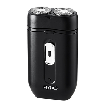 Elektromos borotva forgó fejjel, két pengével, kefés motor, mosható fej, működési idő 30–45 perc, töltési mód