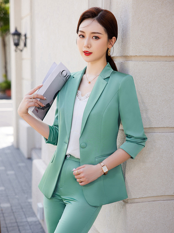 Червен бизнес костюм за жени, модерен и елегантен, висок клас официален костюм OL, комплект от две части за стягане и младежки стил