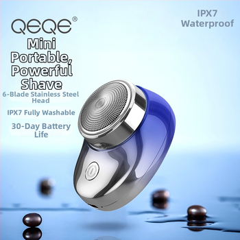 QEQE Električni brijač, vodootporan, ugrađena baterija, rotirajuća glava s 4+ oštrica, trajanje rada 30–45 minuta