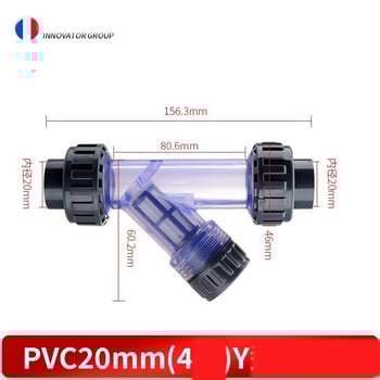 Filtru de țeavă în formă de Y, prefiltru din PVC, filtru de țeavă transparent din plastic pentru apă menajeră de la robinet