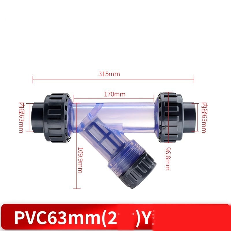 Filtru de țeavă în formă de Y, prefiltru din PVC, filtru de țeavă transparent din plastic pentru apă menajeră de la robinet