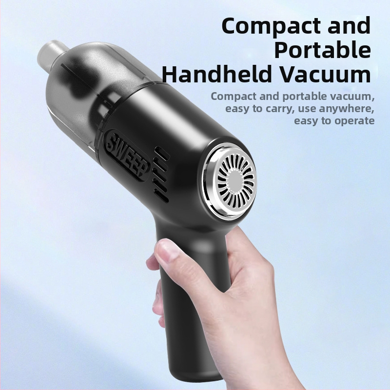 KLD bezdrôtový ručný mini vysávač do auta a domova, USB nabíjanie, sacia sila 2100-3000 Pa, vstavaná batéria 501-800 mAh, nízka hlučnosť 36-45 dB