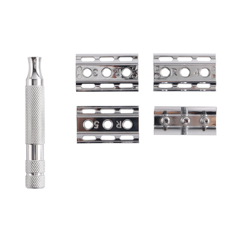 Χειροκίνητο ξυριστικό με αντικαταστάσιμες λεπίδες; διπλής χρήσης για ξύρισμα και απομάκρυνση τριχών; κατάλληλο για όλο το σώμα; ρυθμιζόμενες ρυθμίσεις για διαφορετικές περιοχές