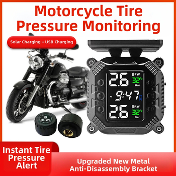 Systém monitorovania tlaku v pneumatikách motocyklu, slnečný bezdrôtový externý monitor, model M7, digitálny displej, rozsah 0.1–6 bar