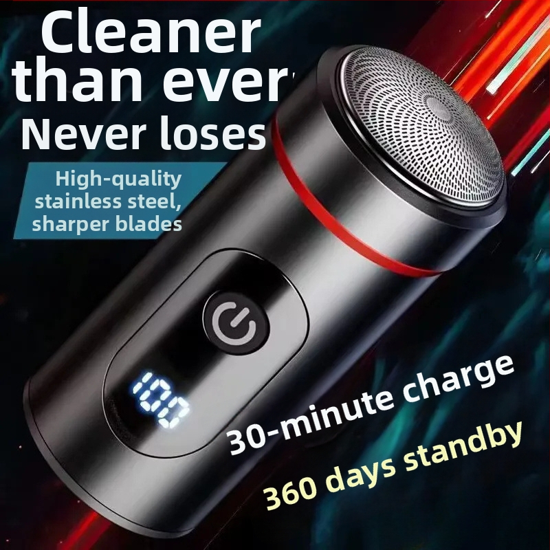 Pánsky prenosný elektrický holiaci strojček — kompaktný na cesty, do auta, dvojitá funkcia holenie a odstraňovanie chĺpkov, 1 kus v balení