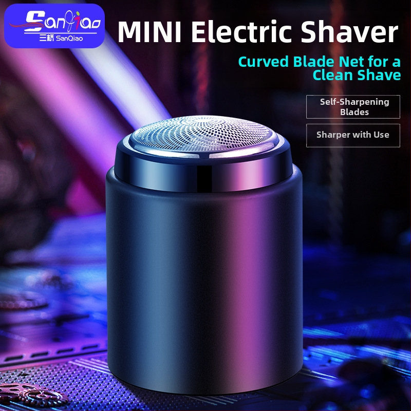 Elektrický holiaci strojček, mini kompaktný, dobíjateľný, s 3 čepeľami, na cestovanie