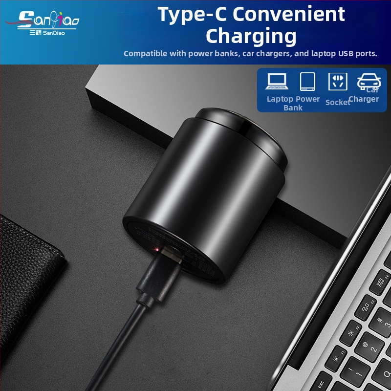 Elektrický holiaci strojček, mini kompaktný, dobíjateľný, s 3 čepeľami, na cestovanie