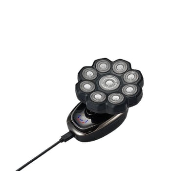 Električni rotacijski brijač, vodootporan za cijelo tijelo, LED zaslon, ugrađena baterija 500–800 mAh, model YK313-9, 4+ rotirajuće glave