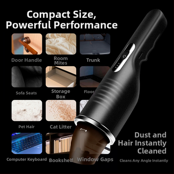 Ručný bezdrôtový vysávač do auta, 0–200 W, nádoba na prach, suché vysávanie, hluk pod 36 dB
