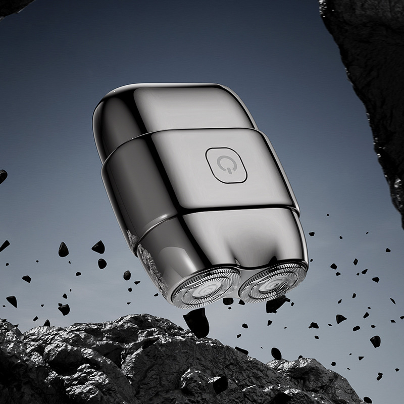 Električni brijač s dvostrukom glavom, vodootporan i potpuno periv, suho i mokro brijanje, ugrađena baterija, punjenje 1 sat, trajanje 45-60 min