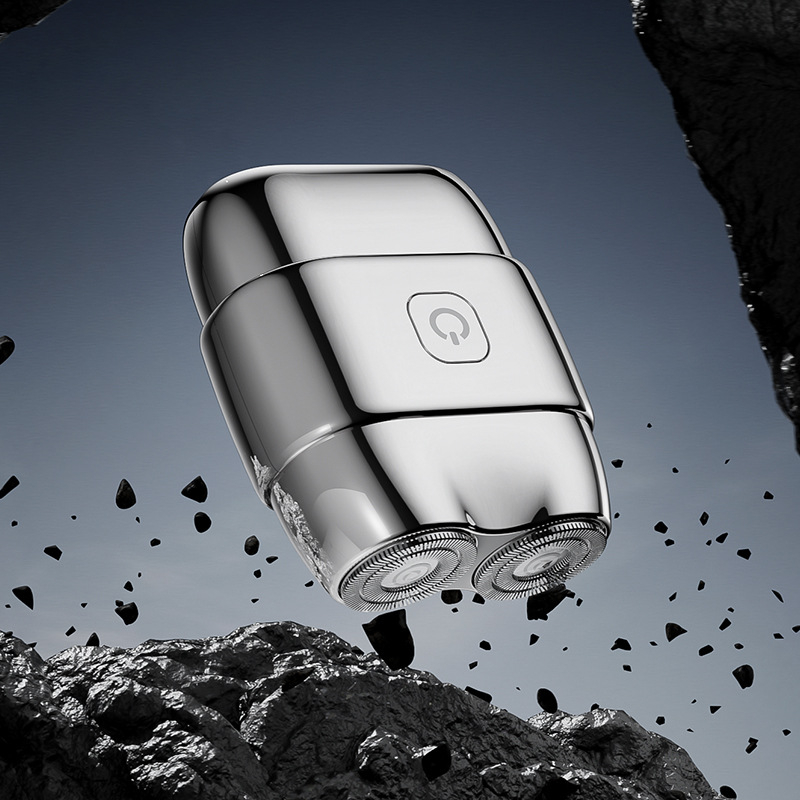 Električni brijač s dvostrukom glavom, vodootporan i potpuno periv, suho i mokro brijanje, ugrađena baterija, punjenje 1 sat, trajanje 45-60 min