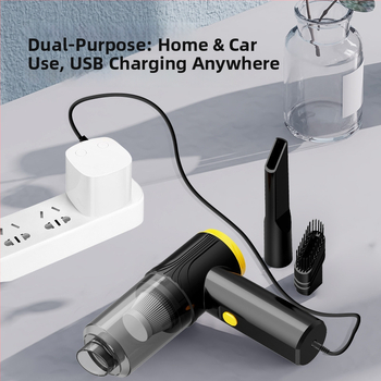 Ručni bežični usisavač za automobil, napajan baterijom, 120 W, usisna snaga 20000 Pa, za auto i dom