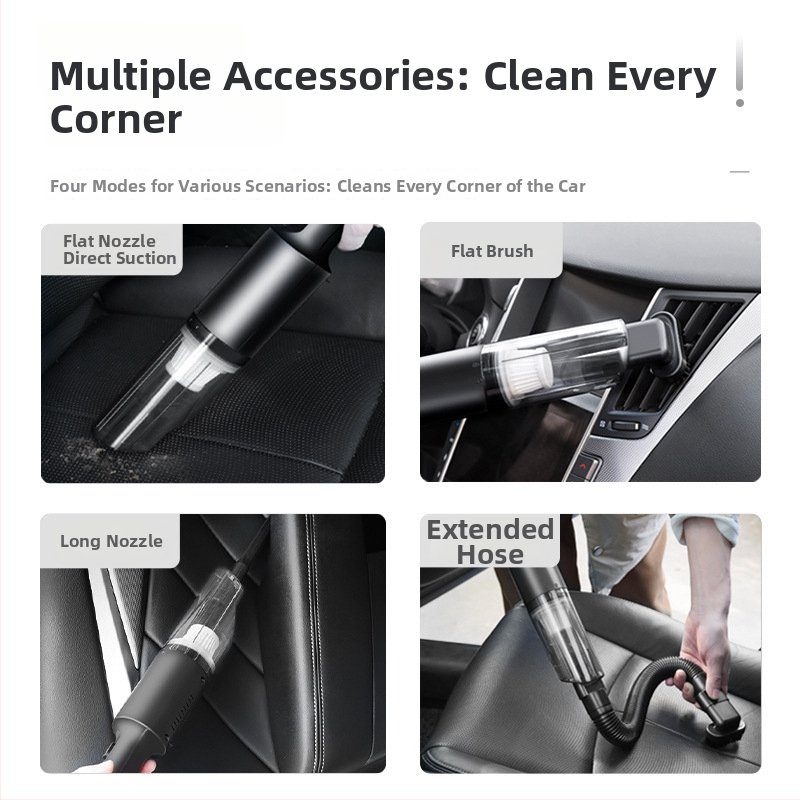 Ručni bežični usisavač za automobil, napajan baterijom, 120 W, usisna snaga 20000 Pa, za auto i dom