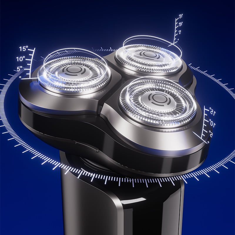 Moshen električni brijač s rotirajućom glavom od 3 oštrice, plutajuća glava, čišćenje cijelog tijela, ugrađena baterija 50–100 mAh, trajanje više od 60 minuta