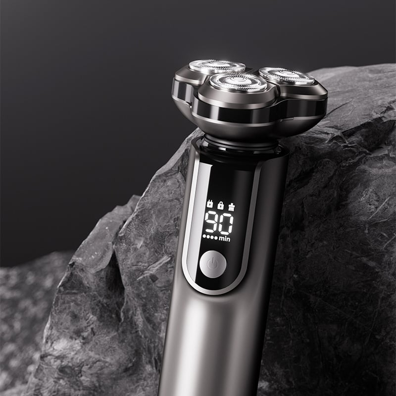 Moshen električni brijač s rotirajućom glavom od 3 oštrice, plutajuća glava, čišćenje cijelog tijela, ugrađena baterija 50–100 mAh, trajanje više od 60 minuta