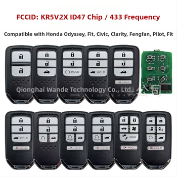 FCCID KR5V2X Honda kľúč s 47-čipom, diaľkové ovládanie 2–6 tlačidiel, plast+kovový kryt, kompatibilný s Honda Vezel, Civic, Pilot, Fit, Odyssey, CR-V, HR-V, XR-V