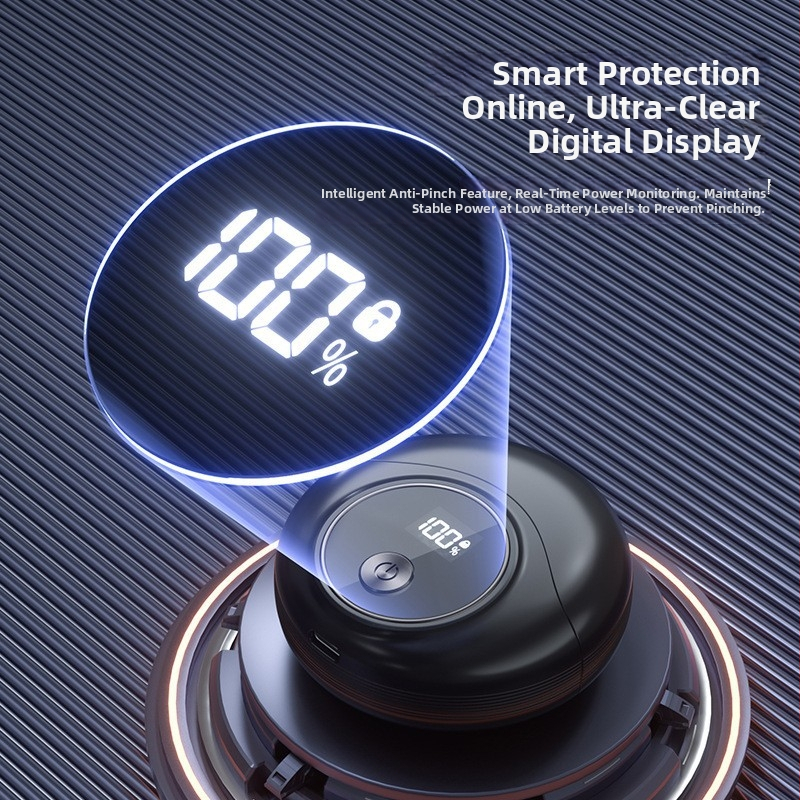 Električni brijač za muškarce, putni model, rotativna glava s dvije oštrice, mokro i suho brijanje, ugrađena baterija 500–800 mAh, vrijeme rada 40–60 minuta, vrijeme punjenja 1 sat, LED zaslon