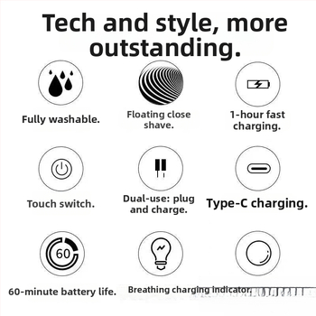 Feike 891 ručný holiaci strojček s otočnou dvojitou hlavou, umývateľný pre celé telo, darčekový set